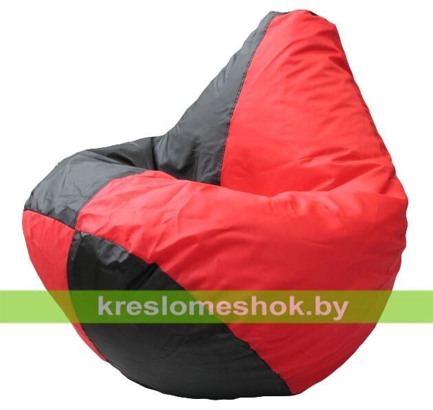 Кресло мешок Груша Арлекино (основа чёрная, вставка красная) от компании Интернет-магазин "Kreslomeshok" - фото 1