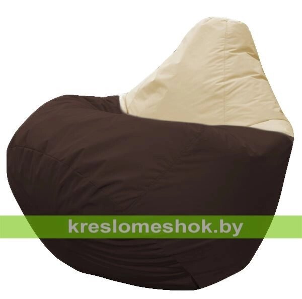 Кресло мешок Груша Берг (основа коричневая, вставка бежевая) от компании Интернет-магазин "Kreslomeshok" - фото 1