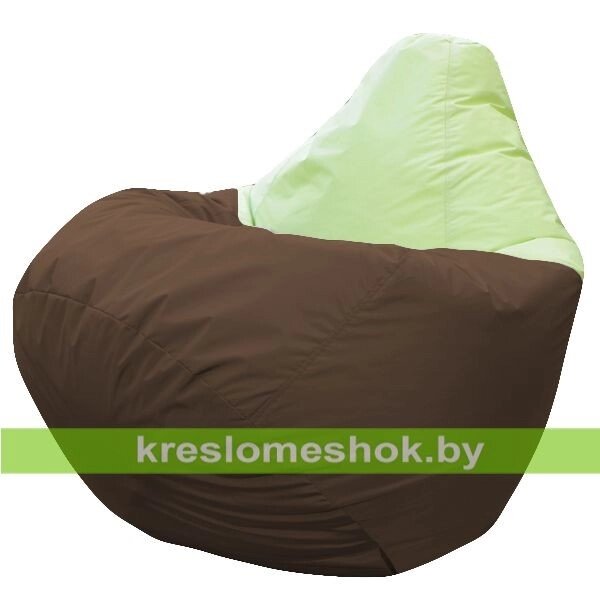 Кресло мешок Груша Бонн (основа коричневая, вставка салатовая) от компании Интернет-магазин "Kreslomeshok" - фото 1