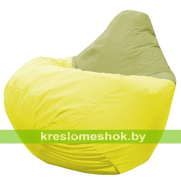 Кресло мешок Груша Эдвард (основа жёлтая, вставка оливковая) от компании Интернет-магазин "Kreslomeshok" - фото 1