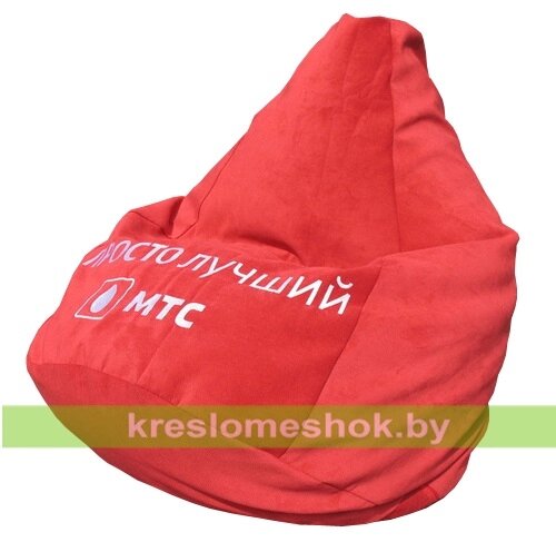 Кресло-мешок Груша Красный велюр с вышивкой от компании Интернет-магазин "Kreslomeshok" - фото 1