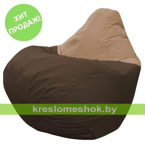 Кресло мешок Груша Лео (основа коричневая, вставка бежевая) от компании Интернет-магазин "Kreslomeshok" - фото 1