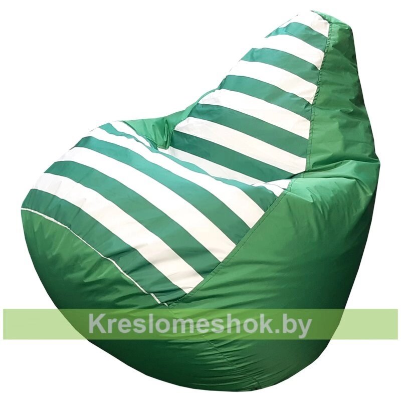 Кресло-мешок Груша Макси Г2.1-083 Зеленый + полосатый от компании Интернет-магазин "Kreslomeshok" - фото 1
