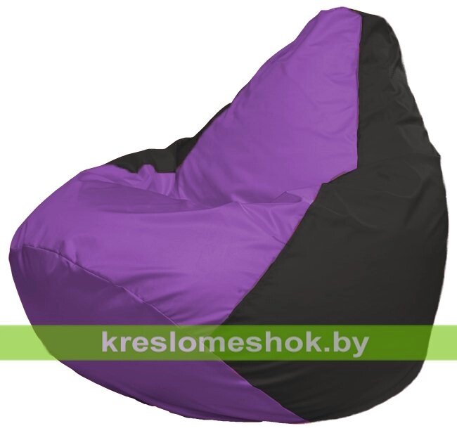 Кресло-мешок Груша Макси Г2.1-101 (основа чёрная, вставка сиреневая) от компании Интернет-магазин "Kreslomeshok" - фото 1