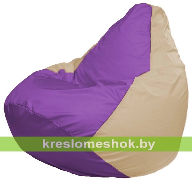 Кресло-мешок Груша Макси Г2.1-107 (основа бежевая, вставка сиреневая) от компании Интернет-магазин "Kreslomeshok" - фото 1