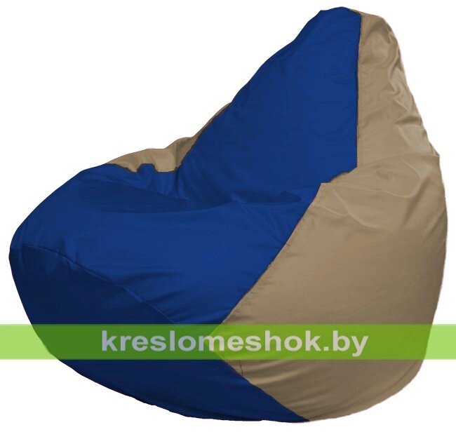 Кресло-мешок Груша Макси Г2.1-114 (основа бежевая тёмная, вставка синяя) от компании Интернет-магазин "Kreslomeshok" - фото 1