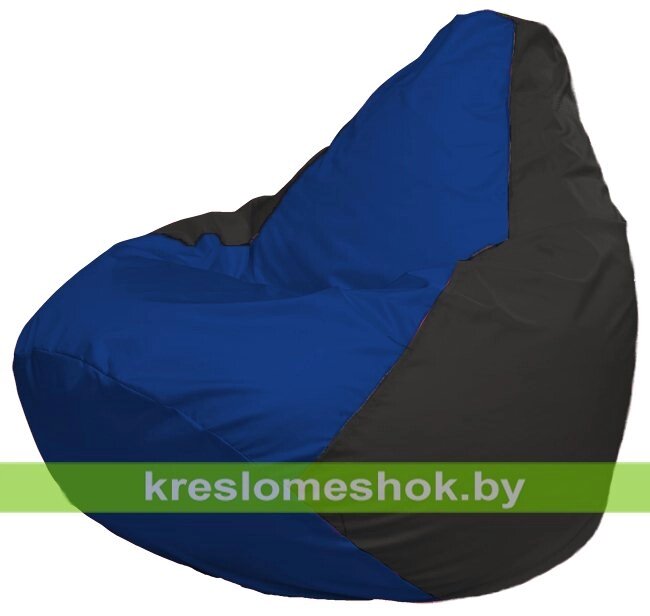 Кресло-мешок Груша Макси Г2.1-115 (основа чёрная, вставка синяя) от компании Интернет-магазин "Kreslomeshok" - фото 1