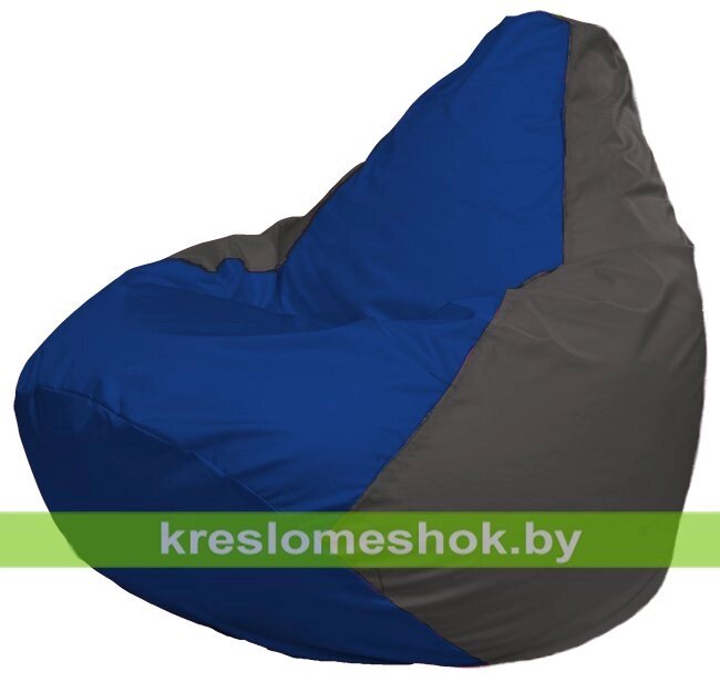 Кресло-мешок Груша Макси Г2.1-118 (основа серая тёмная, вставка синяя) от компании Интернет-магазин "Kreslomeshok" - фото 1