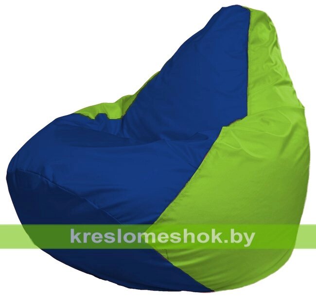 Кресло-мешок Груша Макси Г2.1-119 (основа салатовая, вставка синяя) от компании Интернет-магазин "Kreslomeshok" - фото 1