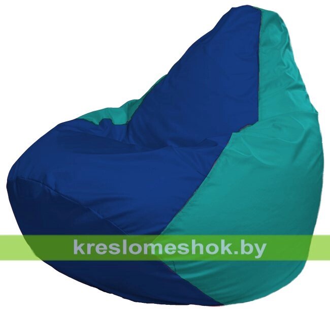 Кресло-мешок Груша Макси Г2.1-124 (основа бирюзовая, вставка синяя) от компании Интернет-магазин "Kreslomeshok" - фото 1