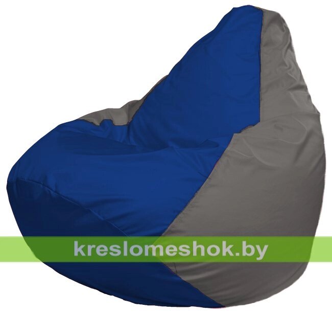 Кресло-мешок Груша Макси Г2.1-126 (основа серая, вставка синяя) от компании Интернет-магазин "Kreslomeshok" - фото 1