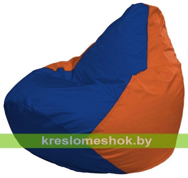 Кресло-мешок Груша Макси Г2.1-127 (основа оранжевая, вставка синяя) от компании Интернет-магазин "Kreslomeshok" - фото 1
