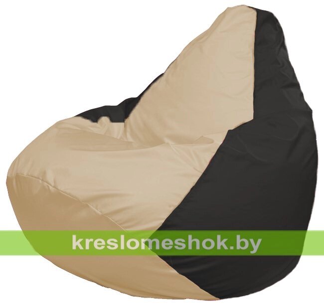 Кресло-мешок Груша Макси Г2.1-130 (основа чёрная, вставка бежевая) от компании Интернет-магазин "Kreslomeshok" - фото 1