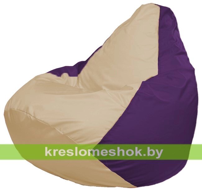 Кресло-мешок Груша Макси Г2.1-132 (основа фиолетовая, вставка бежевая) от компании Интернет-магазин "Kreslomeshok" - фото 1
