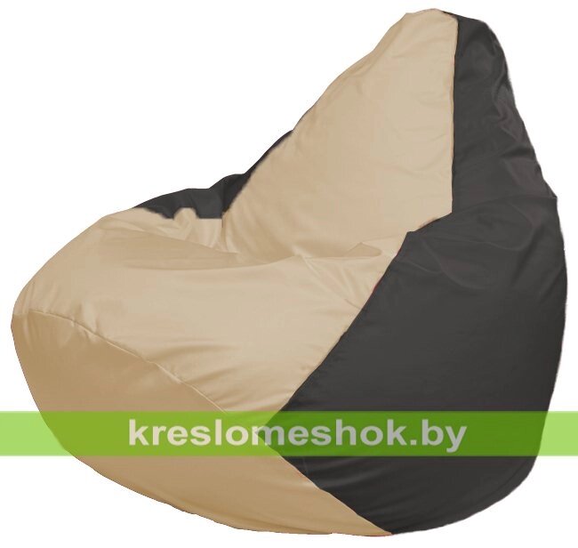 Кресло-мешок Груша Макси Г2.1-134 (основа серая тёмная, вставка бежевая) от компании Интернет-магазин "Kreslomeshok" - фото 1