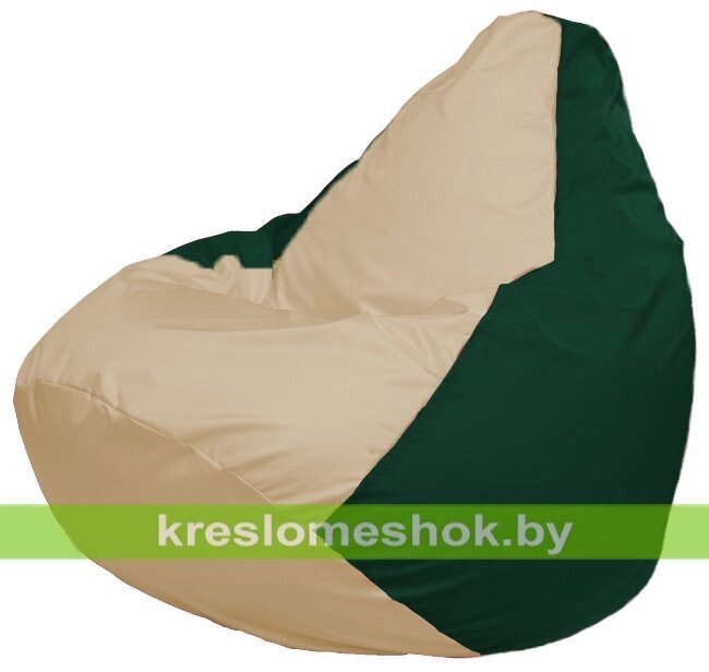 Кресло-мешок Груша Макси Г2.1-137 (основа зелёная тёмная, вставка бежевая) от компании Интернет-магазин "Kreslomeshok" - фото 1
