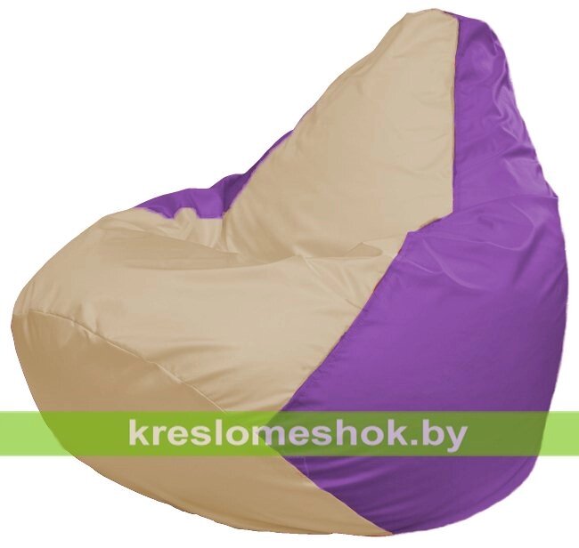 Кресло-мешок Груша Макси Г2.1-138 (основа сиреневая, вставка бежевая) от компании Интернет-магазин "Kreslomeshok" - фото 1