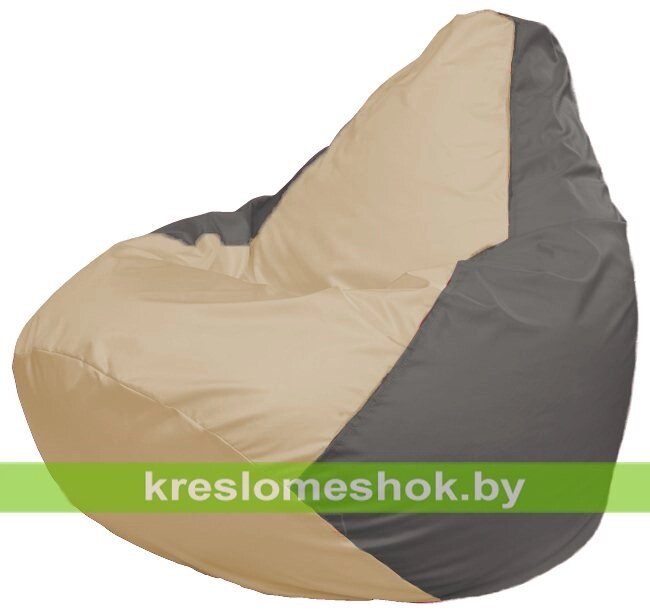 Кресло-мешок Груша Макси Г2.1-140 (основа серая, вставка бежевая) от компании Интернет-магазин "Kreslomeshok" - фото 1