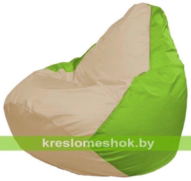 Кресло-мешок Груша Макси Г2.1-141 (основа салатовая, вставка бежевая) от компании Интернет-магазин "Kreslomeshok" - фото 1
