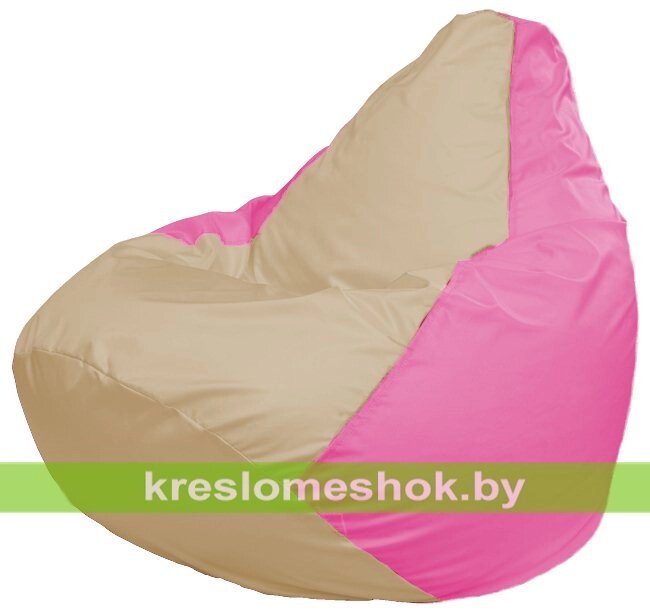 Кресло-мешок Груша Макси Г2.1-142 (основа розовая, вставка бежевая) от компании Интернет-магазин "Kreslomeshok" - фото 1