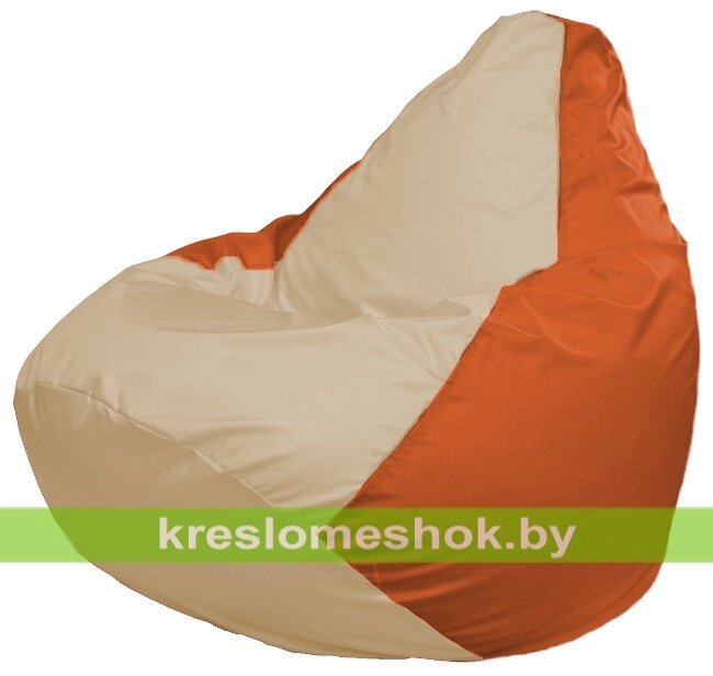 Кресло-мешок Груша Макси Г2.1-143 (основа оранжевая, вставка бежевая) от компании Интернет-магазин "Kreslomeshok" - фото 1