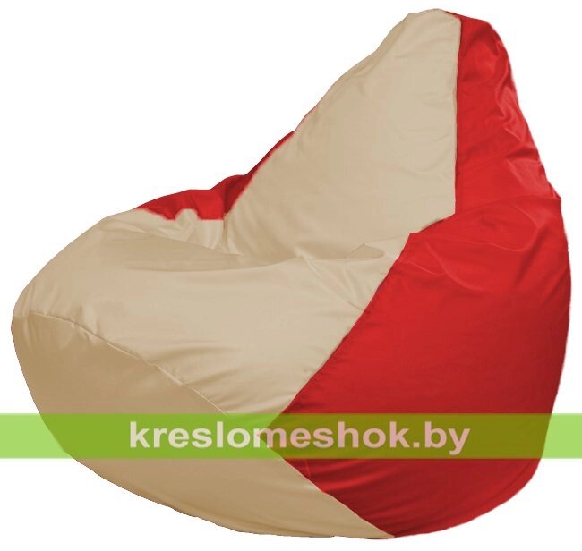 Кресло-мешок Груша Макси Г2.1-145 (основа красная, вставка бежевая) от компании Интернет-магазин "Kreslomeshok" - фото 1