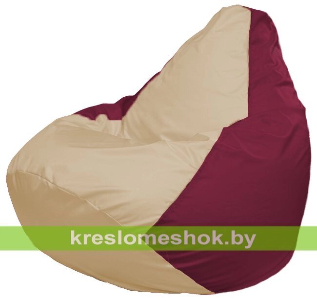 Кресло-мешок Груша Макси Г2.1-150 (основа бордовая, вставка бежевая) от компании Интернет-магазин "Kreslomeshok" - фото 1