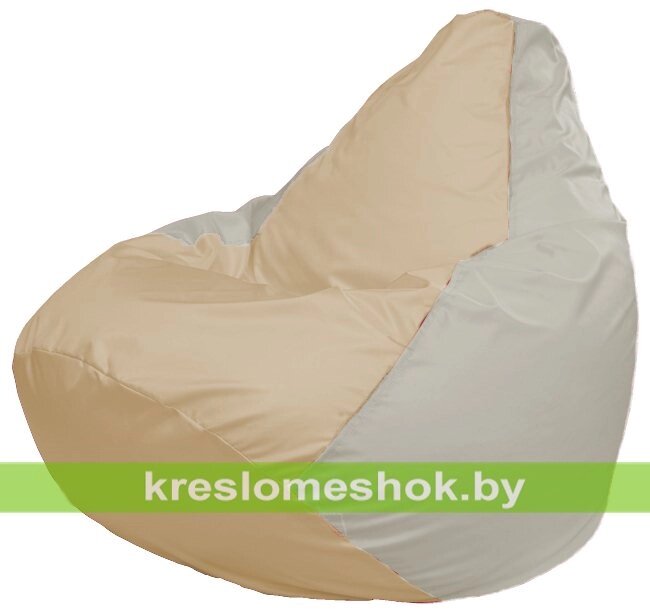 Кресло-мешок Груша Макси Г2.1-152 (основа белая, вставка бежевая) от компании Интернет-магазин "Kreslomeshok" - фото 1