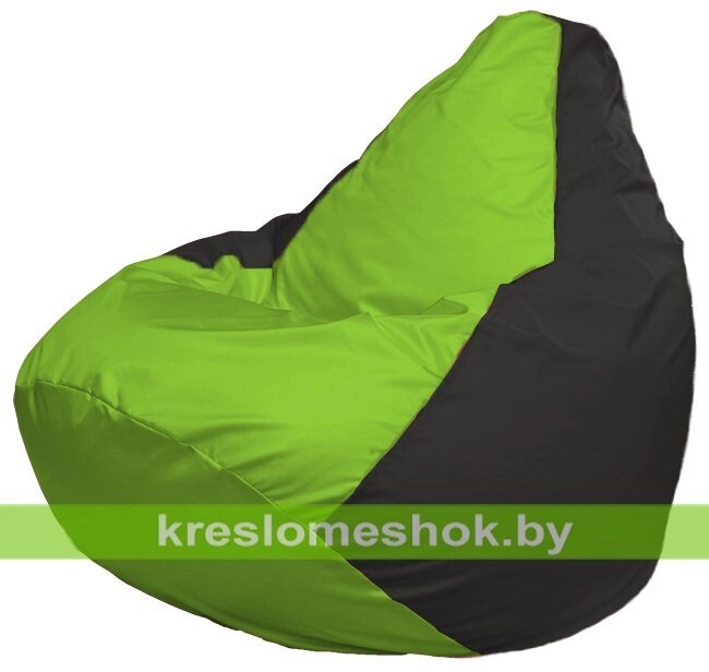 Кресло-мешок Груша Макси Г2.1-153 (основа чёрная, вставка салатовая) от компании Интернет-магазин "Kreslomeshok" - фото 1