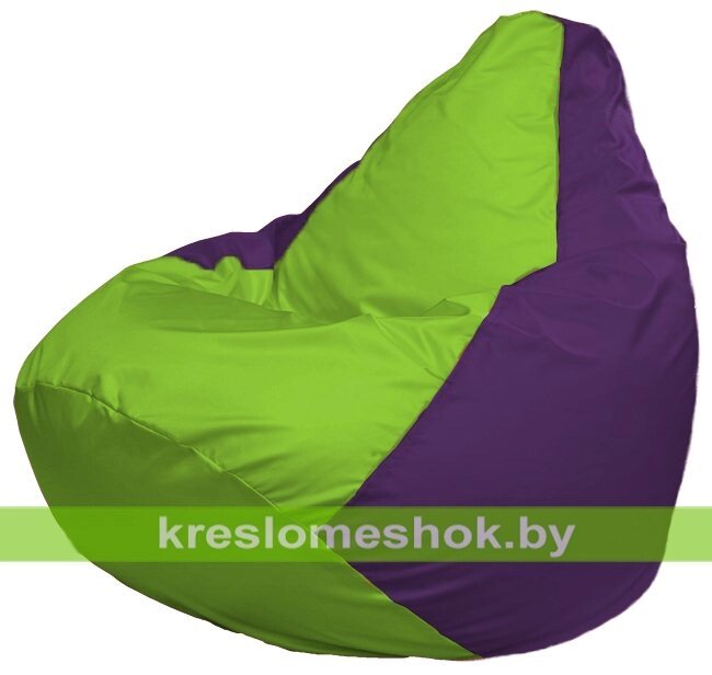 Кресло-мешок Груша Макси Г2.1-155 (основа фиолетовая, вставка салатовая) от компании Интернет-магазин "Kreslomeshok" - фото 1