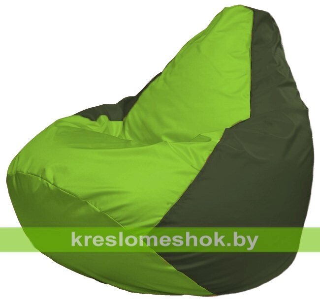 Кресло-мешок Груша Макси Г2.1-157 (основа оливковая тёмная, вставка салатовая) от компании Интернет-магазин "Kreslomeshok" - фото 1