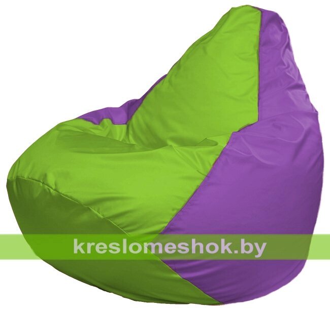 Кресло-мешок Груша Макси Г2.1-158 (основа сиреневая, вставка салатовая) от компании Интернет-магазин "Kreslomeshok" - фото 1