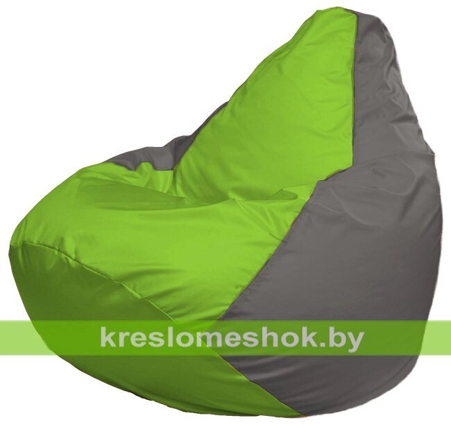 Кресло-мешок Груша Макси Г2.1-160 (основа серая, вставка салатовая) от компании Интернет-магазин "Kreslomeshok" - фото 1