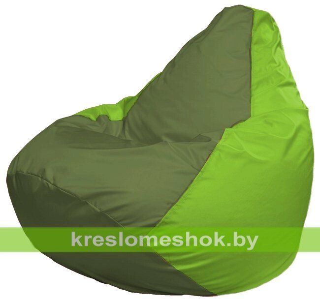 Кресло-мешок Груша Макси Г2.1-161 (основа салатовая, вставка оливковая) от компании Интернет-магазин "Kreslomeshok" - фото 1