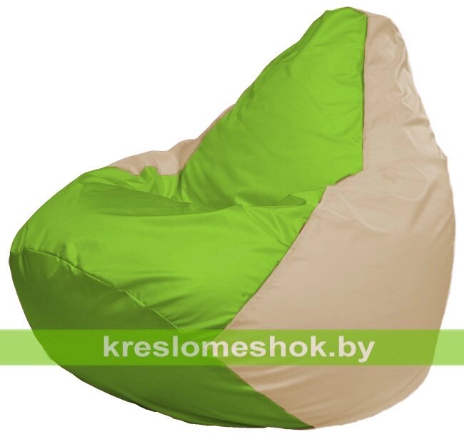 Кресло-мешок Груша Макси Г2.1-162 (основа бежевая, вставка салатовая) от компании Интернет-магазин "Kreslomeshok" - фото 1