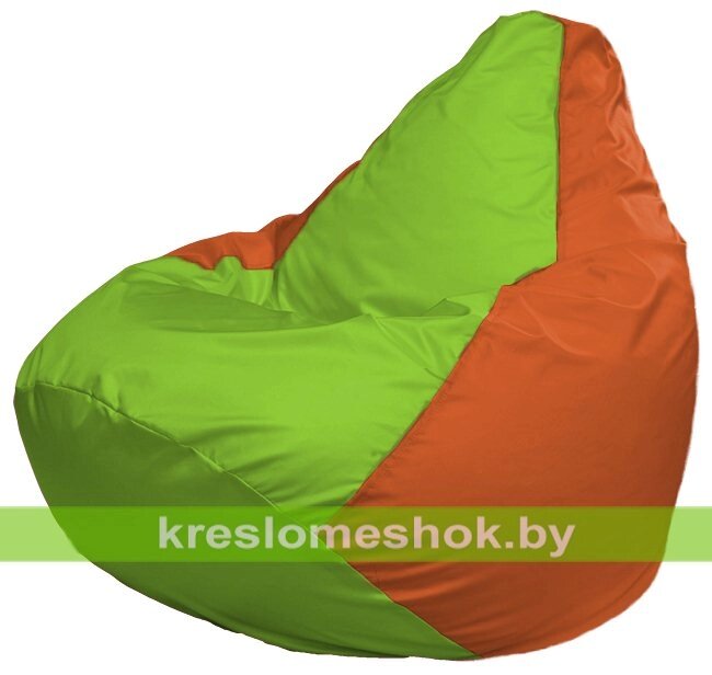 Кресло-мешок Груша Макси Г2.1-163 (основа оранжевая, вставка салатовая) от компании Интернет-магазин "Kreslomeshok" - фото 1