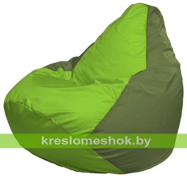 Кресло-мешок Груша Макси Г2.1-164 (основа оливковая, вставка салатовая) от компании Интернет-магазин "Kreslomeshok" - фото 1