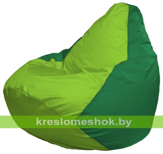 Кресло-мешок Груша Макси Г2.1-166 (основа зелёная, вставка салатовая) от компании Интернет-магазин "Kreslomeshok" - фото 1