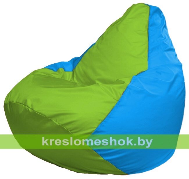 Кресло-мешок Груша Макси Г2.1-168 (основа голубая, вставка салатовая) от компании Интернет-магазин "Kreslomeshok" - фото 1
