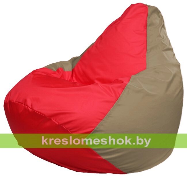 Кресло-мешок Груша Макси Г2.1-171 (основа бежевая тёмная, вставка красная) от компании Интернет-магазин "Kreslomeshok" - фото 1