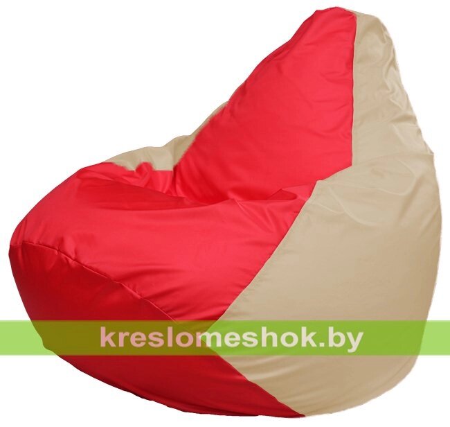 Кресло-мешок Груша Макси Г2.1-174 (основа бежевая, вставка красная) от компании Интернет-магазин "Kreslomeshok" - фото 1