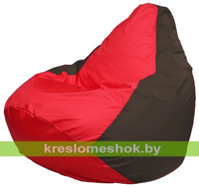 Кресло-мешок Груша Макси Г2.1-177 (основа коричневая, вставка красная) от компании Интернет-магазин "Kreslomeshok" - фото 1