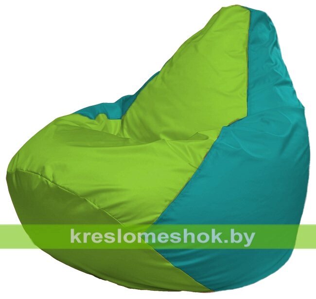 Кресло-мешок Груша Макси Г2.1-182 (основа бирюзовая, вставка салатовая) от компании Интернет-магазин "Kreslomeshok" - фото 1
