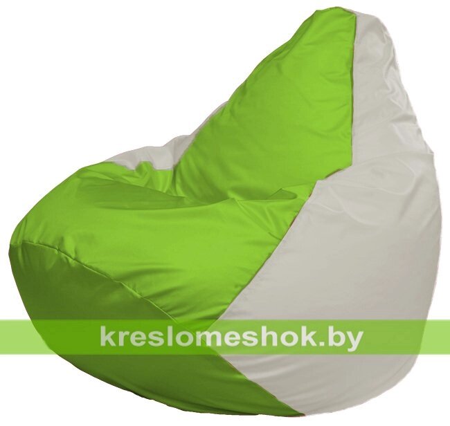 Кресло-мешок Груша Макси Г2.1-183 (основа белая, вставка салатовая) от компании Интернет-магазин "Kreslomeshok" - фото 1
