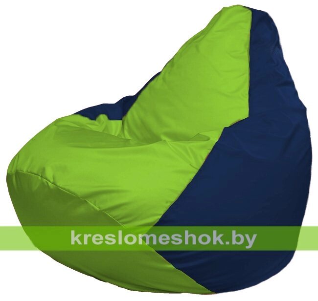 Кресло-мешок Груша Макси Г2.1-184 (основа синяя тёмная, вставка салатовая) от компании Интернет-магазин "Kreslomeshok" - фото 1