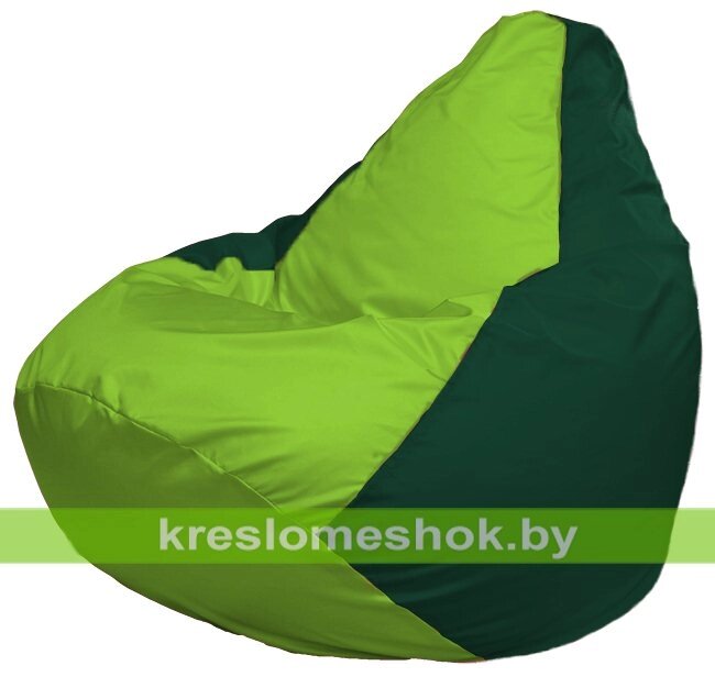 Кресло-мешок Груша Макси Г2.1-185 (основа зелёная тёмная, вставка салатовая) от компании Интернет-магазин "Kreslomeshok" - фото 1