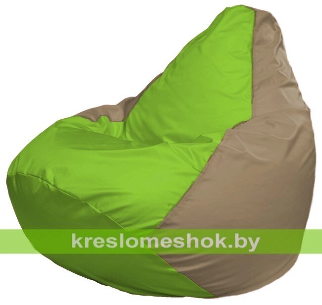 Кресло-мешок Груша Макси Г2.1-186 (основа бежевая тёмная, вставка салатовая) от компании Интернет-магазин "Kreslomeshok" - фото 1