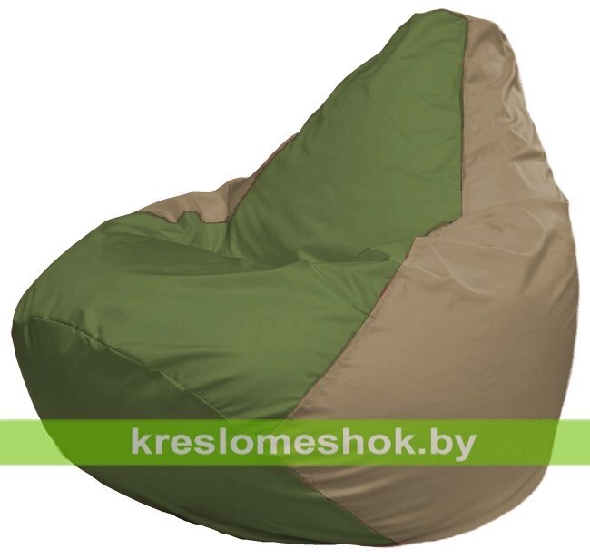 Кресло-мешок Груша Макси Г2.1-190 (основа бежевая тёмная, вставка оливковая) от компании Интернет-магазин "Kreslomeshok" - фото 1