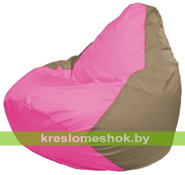 Кресло-мешок Груша Макси Г2.1-193 (основа бежевая тёмная, вставка розовая) от компании Интернет-магазин "Kreslomeshok" - фото 1