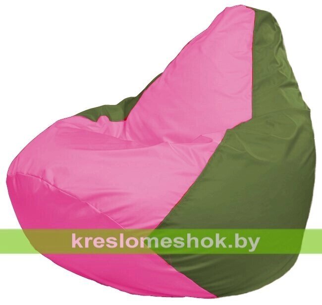 Кресло-мешок Груша Макси Г2.1-198 (основа оливковая, вставка розовая) от компании Интернет-магазин "Kreslomeshok" - фото 1